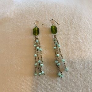 Banana Republic gold and green beaded drop earrings
